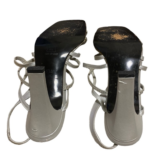 Coup d’etat Slingback Silver & Rhinestone High Heel Sandals - Picture 3 of 4